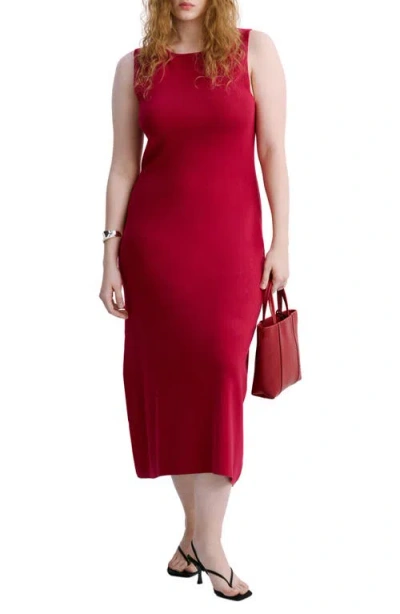 Mango Sleeveless Knit Midi Dress In Red