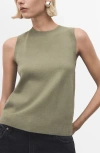 Mango Sleeveless Knit Vest In Green