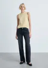 Mango Sleeveless Knitted Top In Yellow