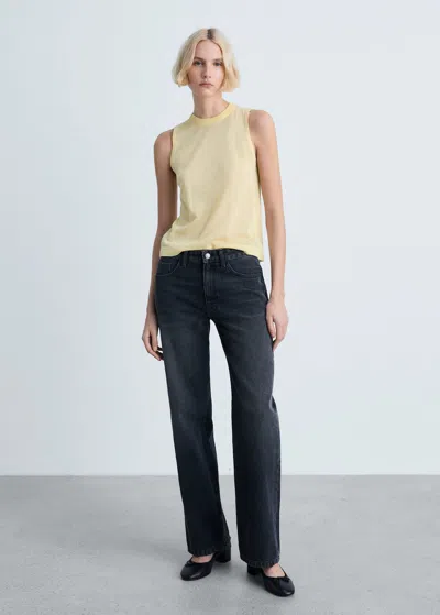 Mango Sleeveless Knitted Top In Yellow