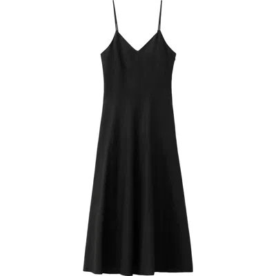 Mango Sleeveless Linen Blend Midi Dress In Black