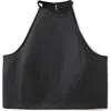 Mango Sleeveless Linen Blend Top In Black