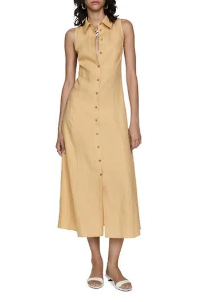 Mango Sleeveless Linen Shirtdress In Neutral