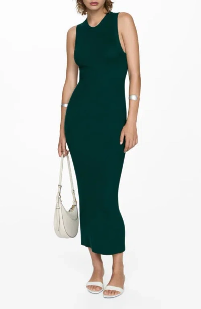 Mango Sleeveless Maxi Sweater Dress In Dark Green
