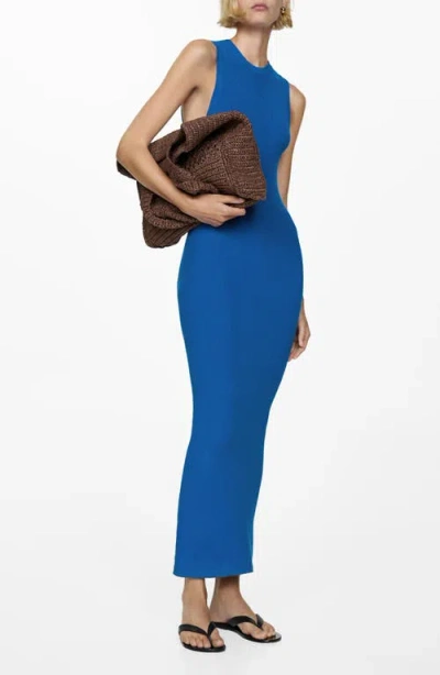 Mango Sleeveless Maxi Sweater Dress In Vibrant Blue