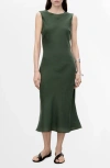 Mango Sleeveless Midi Dress In Green