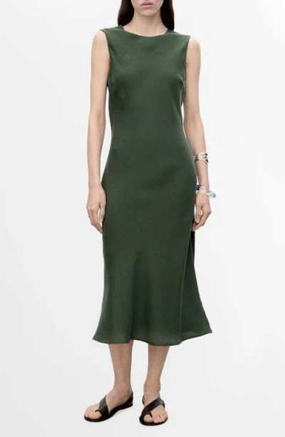 Mango Sleeveless Midi Dress In Green