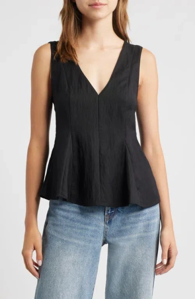 Mango Sleeveless Peplum Top In Black
