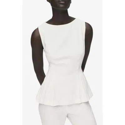 Mango Sleeveless Peplum Top In White