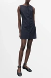 Mango Sleeveless Pinstripe Minidress In Blue