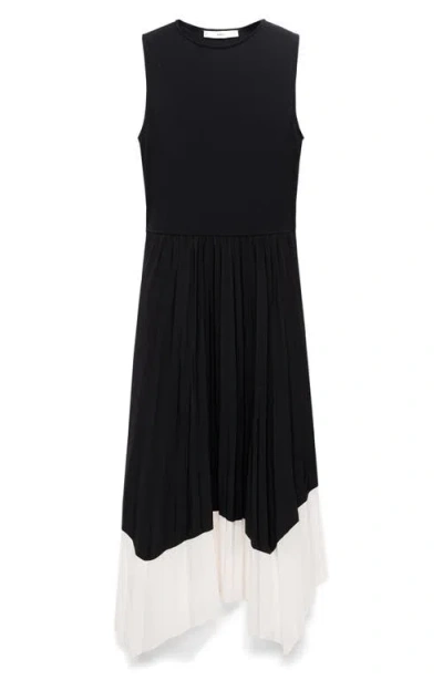 Mango Sleeveless Pleated Asymmetric Dress In Multi
