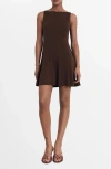 Mango Sleeveless Pleated Detailing Mini Dress In Brown