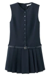 Mango Sleeveless Pleated Minidress In Blue