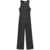 Mango Sleeveless Polka Dot Linen Blend Jumpsuit In Black