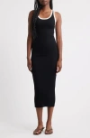 Mango Sleeveless Rib Dress In Black