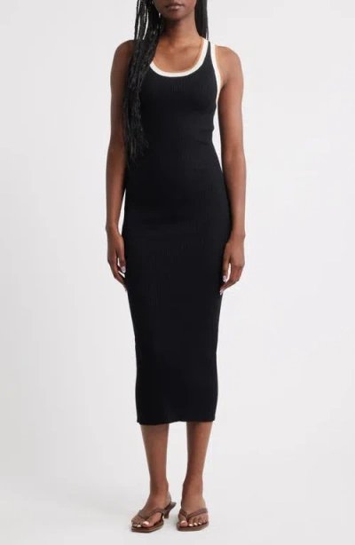 Mango Sleeveless Rib Dress In Black