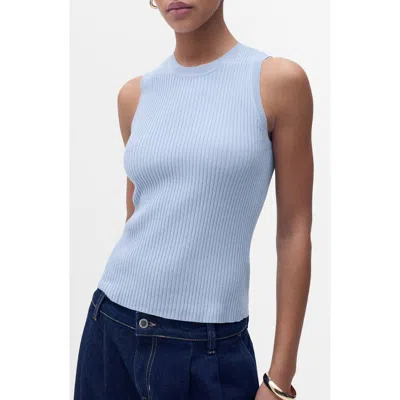 Mango Sleeveless Rib Sweater In Blue