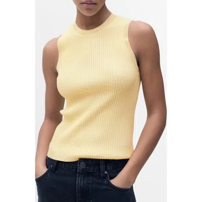 Mango Sleeveless Rib Sweater In Yellow