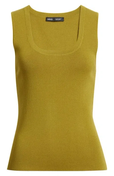 Mango Sleeveless Rib Top In Green