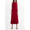 Mango Sleeveless Satin Midi Dress In Wine