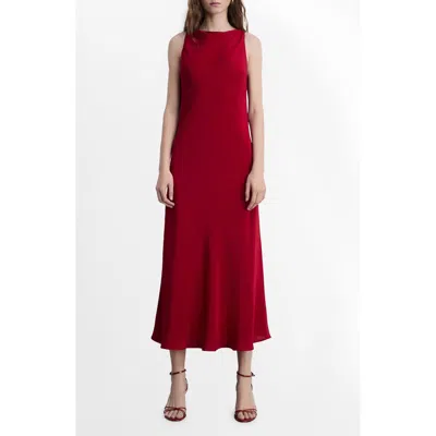 Mango Sleeveless Satin Midi Dress In Wine