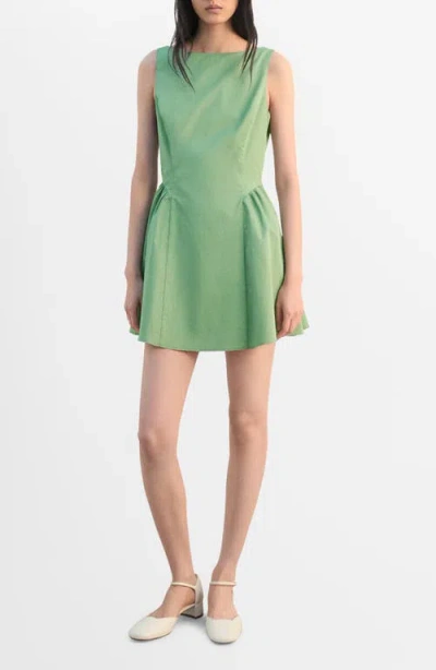 Mango Sleeveless Scoop Back Fit & Flare Cotton Minidress In Green