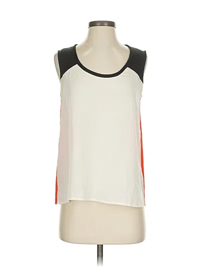Pre-owned Mango Sleeveless Top Ivory Color Block Pattern Halter Neckline Tops In White