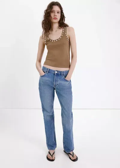 Mango Sleeveless Top With Decorative Buttons In Multi