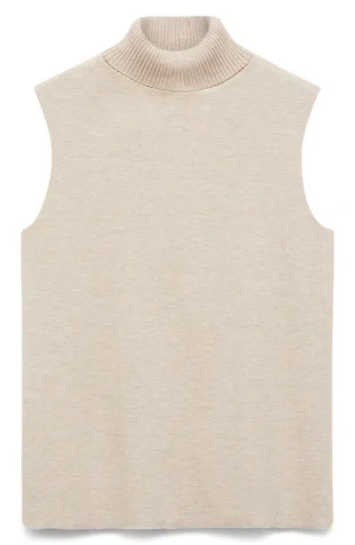 Mango Sleeveless Turtleneck Sweater In Neutral