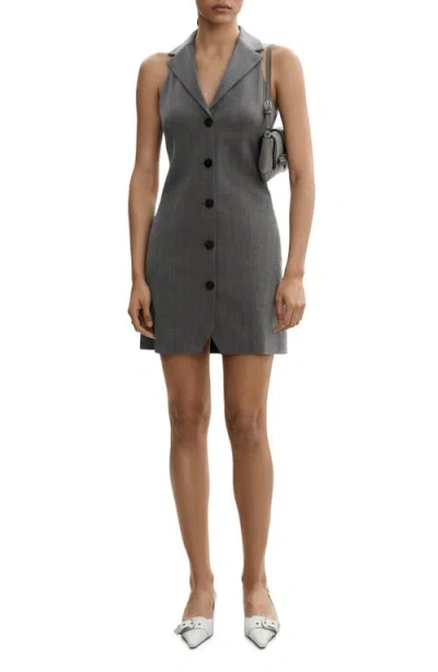 Mango Sleeveless Tuxedo Minidress In Gray