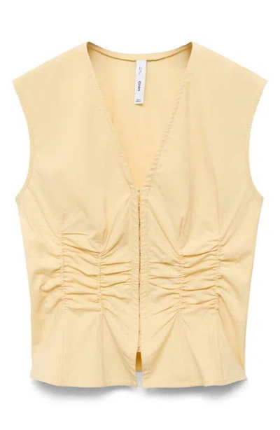 Mango Sleeveless V-neck Cotton Corset Top In White