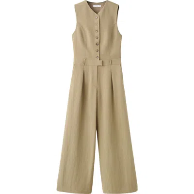 Mango Sleeveless Wide Leg Jumpsuit In Brown