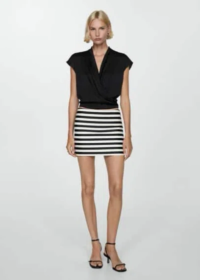 Mango Sleeveless Wrap Blouse Black In Noir
