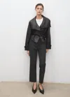 Mango Slim Cropped Pinstripe Trousers Grey In Gray