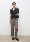 Mango Slim Cropped Pinstripe Trousers Light Heather Grey In Gray