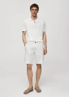 Mango Slim-fit 100% Linen Bermuda Shorts White In Blanc