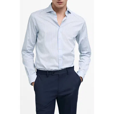 Mango Slim Fit Button-up Shirt In Blue