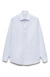 Mango Slim Fit Microprint Cotton Twill Button-up Shirt In Sky Blue