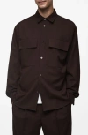 Mango Slim Fit Chest Pocket Button-up Shirt In Chocolate