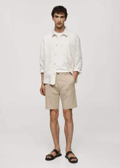 Mango Bermuda Slim-fit Chino Coton In Beige