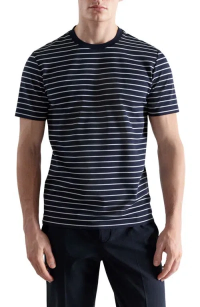 Mango Slim Fit Coolmax® Stripe T-shirt In Blue