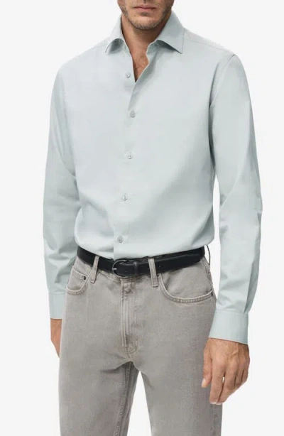 Mango Slim Fit Cotton & Lyocell Button-up Shirt In Blue