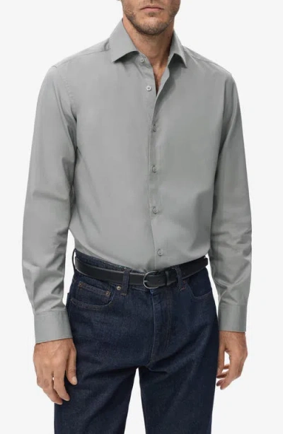 Mango Slim Fit Cotton & Lyocell Button-up Shirt In Gray