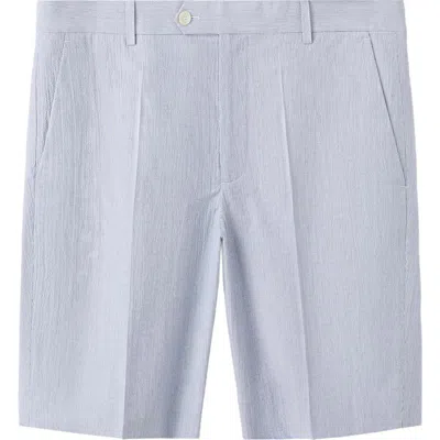 Mango Slim Fit Cotton Blend Bermuda Shorts In Blue