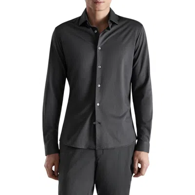 Mango Slim Fit Cotton Blend Button-up Shirt In Gray