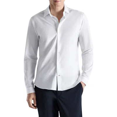 Mango Slim Fit Cotton Blend Button-up Shirt In White