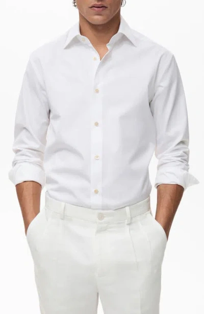 Mango Slim Fit Cotton Button-up Shirt In White