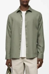Mango Slim-fit Cotton Structured Shirt Khaki In Khaki Green