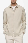 Mango Slim Fit Cotton Button-up Shirt In Light,pastel Gray
