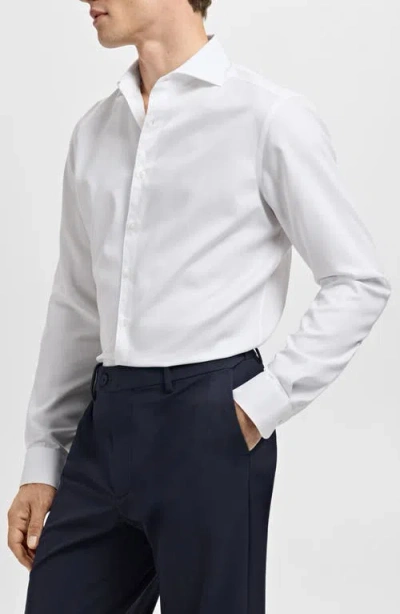 Mango Slim Fit Cotton Button-up Shirt In White